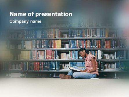 School Girl In The Library Presentation Template, Master Slide