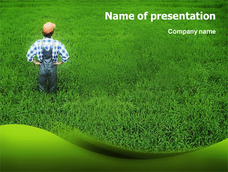 Farmer On The Green Field Presentation Template, Master Slide