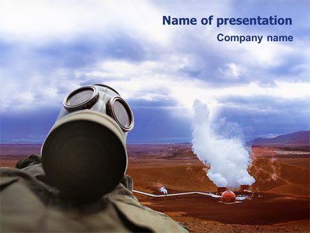 Gas-Mask on Chemical Landfill Presentation Template, Master Slide