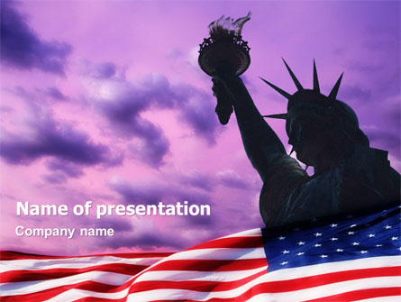 Statue of Liberty With American Flag Presentation Template, Master Slide
