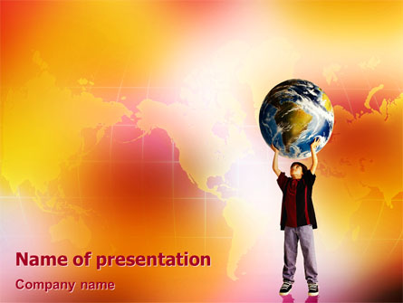Earth In Young Pupil Hands Presentation Template, Master Slide