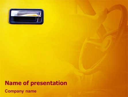 Steering Wheel In Reflection Of Car Doors Presentation Template, Master Slide