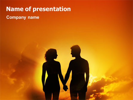 Couple Walking To Sunset Presentation Template, Master Slide
