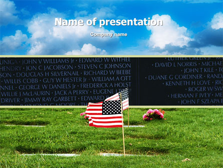American Flag In Memorial Day Free Presentation Template, Master Slide