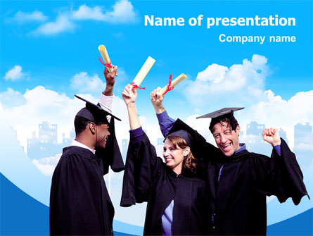 Graduators With Diploma Presentation Template, Master Slide