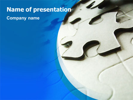 Gray Puzzle In A Blue Crescent Presentation Template, Master Slide