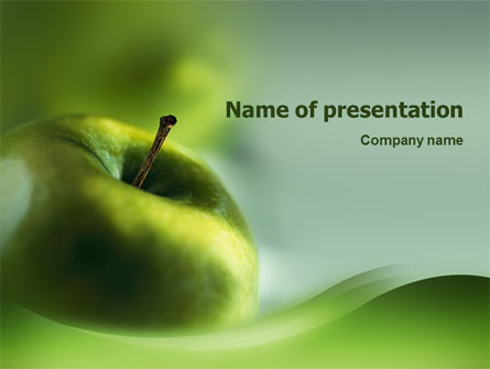 Green Apple On The Light Blue Background Presentation Template, Master Slide