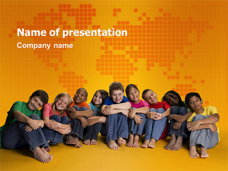 Kids On the Orange World Background Presentation Template, Master Slide