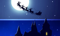 Santa's Sleigh On The Background Of The Moon Presentation Template
