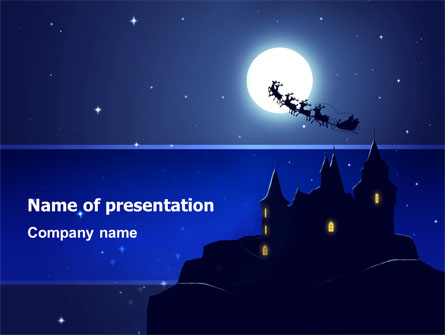 Santa's Sleigh On The Background Of The Moon Presentation Template, Master Slide
