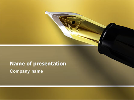 Fountain Pen On The Light Gold Presentation Template, Master Slide