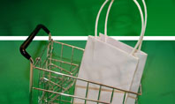 Shopping Cart With White Bag Presentation Template