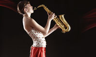 Jazz Saxophone in Girl's Lips Presentation Template