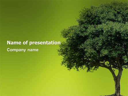 Green Tree On Light Olive Background Presentation Template, Master Slide