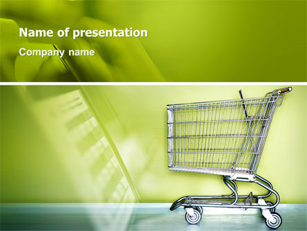 Shopping Cart On Olive Background Presentation Template, Master Slide