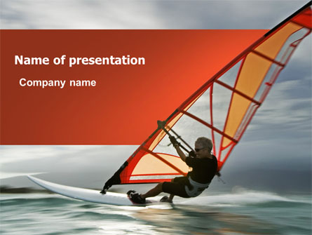 Orange Windsurf In A Gray Sea Presentation Template, Master Slide