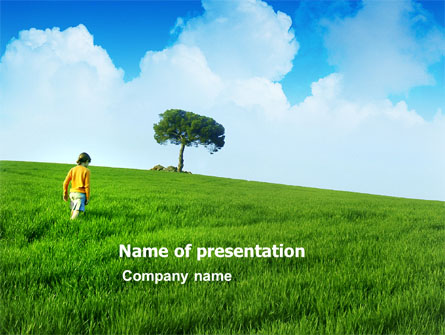 Girl On The Green Field Presentation Template, Master Slide