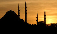 Silhouette Of Mosque On The Sunset Presentation Template