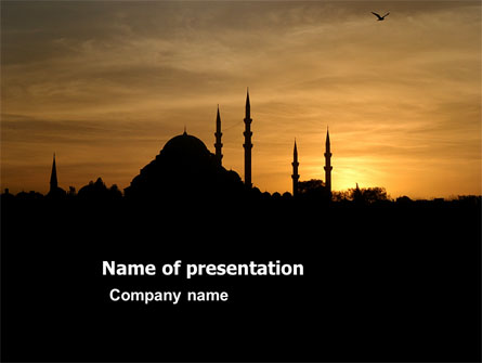 Silhouette Of Mosque On The Sunset Presentation Template, Master Slide