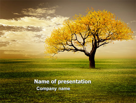 Yellow Tree In The Sunset In The Autumn Presentation Template, Master Slide