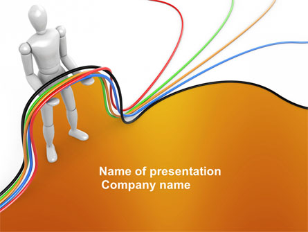 Multicolored Wires On Orange Background Presentation Template, Master Slide