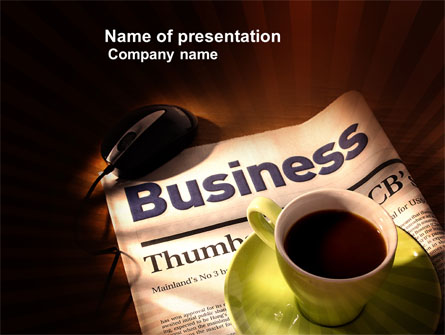 Business Newspaper With Cup Of Coffee Presentation Template, Master Slide