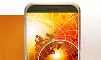 Cellular Phone In Orange Colors Presentation Template