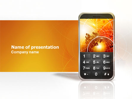 Cellular Phone In Orange Colors Presentation Template, Master Slide