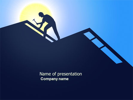 Builder On A Roof Presentation Template, Master Slide