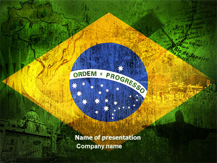 Brazilian Flag With Brazilian Silhouettes Presentation Template, Master Slide