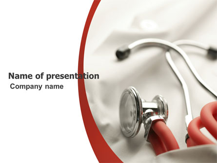 Phonendoscope In A Gray Red Colors Presentation Template, Master Slide