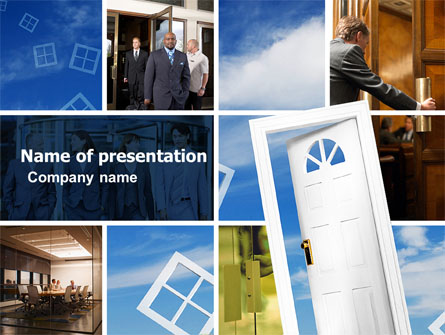 Open Doors In Collage Presentation Template, Master Slide