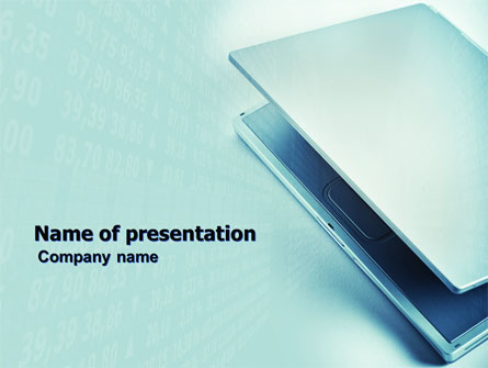 Laptop In Light Blue Color Presentation Template, Master Slide