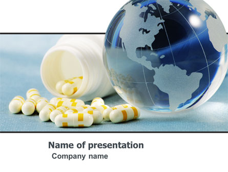 Bottle Of Tablets With Globe Presentation Template, Master Slide
