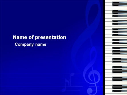 Piano Keyboard On Blue Background Presentation Template, Master Slide