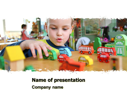 Kid Playing In Kindergarten Presentation Template, Master Slide