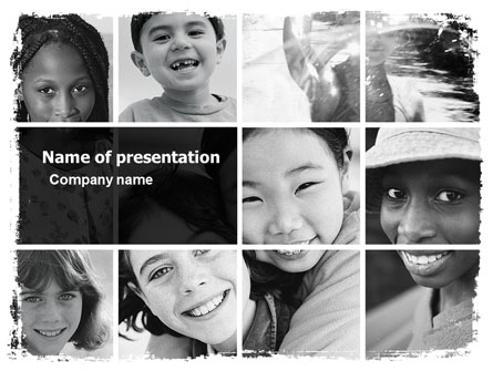 Kids In Black And White Colors Presentation Template, Master Slide