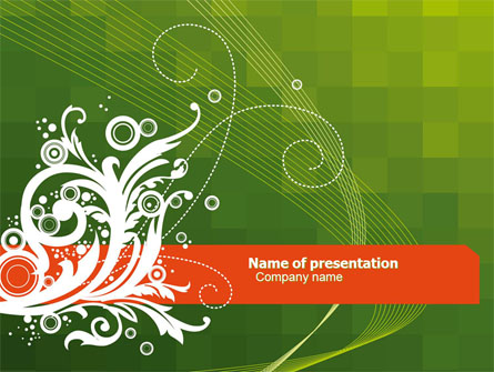Green Background With White Vegetative Decor Presentation Template, Master Slide