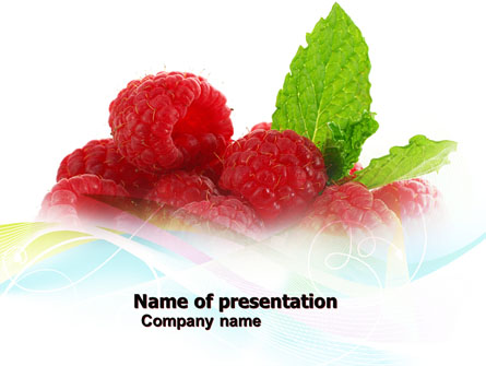 Raspberry With Green Leaf Presentation Template, Master Slide