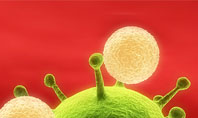 Green Virus On A Red Background Presentation Template