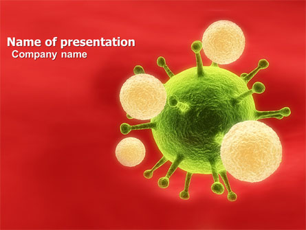 Green Virus On A Red Background Presentation Template, Master Slide