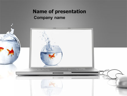 Golden Fish On The Laptop Presentation Template, Master Slide