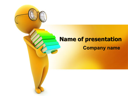 Man With A Stack Of Book Presentation Template, Master Slide