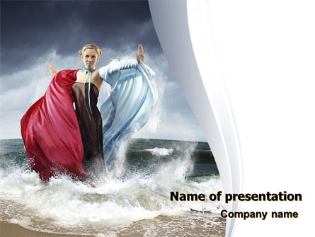 Girl Staying On The Rough Waters Presentation Template, Master Slide