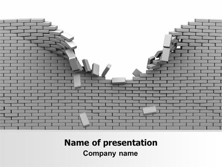 Broken Wall In Gray Presentation Template, Master Slide