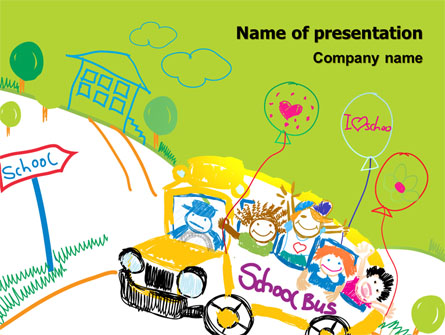 School Bus As Childish Picture Presentation Template, Master Slide