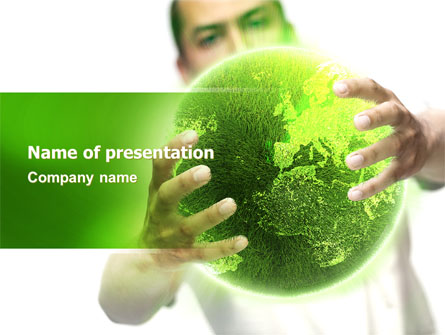 Green World in Human Hands Presentation Template, Master Slide