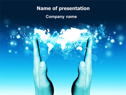 Teal World In Hands Presentation Template, Master Slide