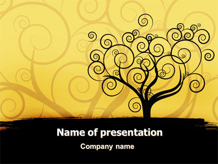 Silhouette Of Tree On The Yellow Background Presentation Template, Master Slide
