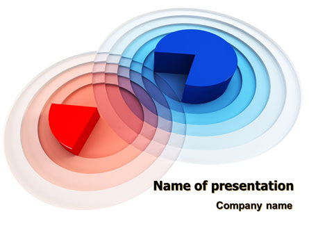 3D Pie Red Blue Colored Diagram Presentation Template, Master Slide